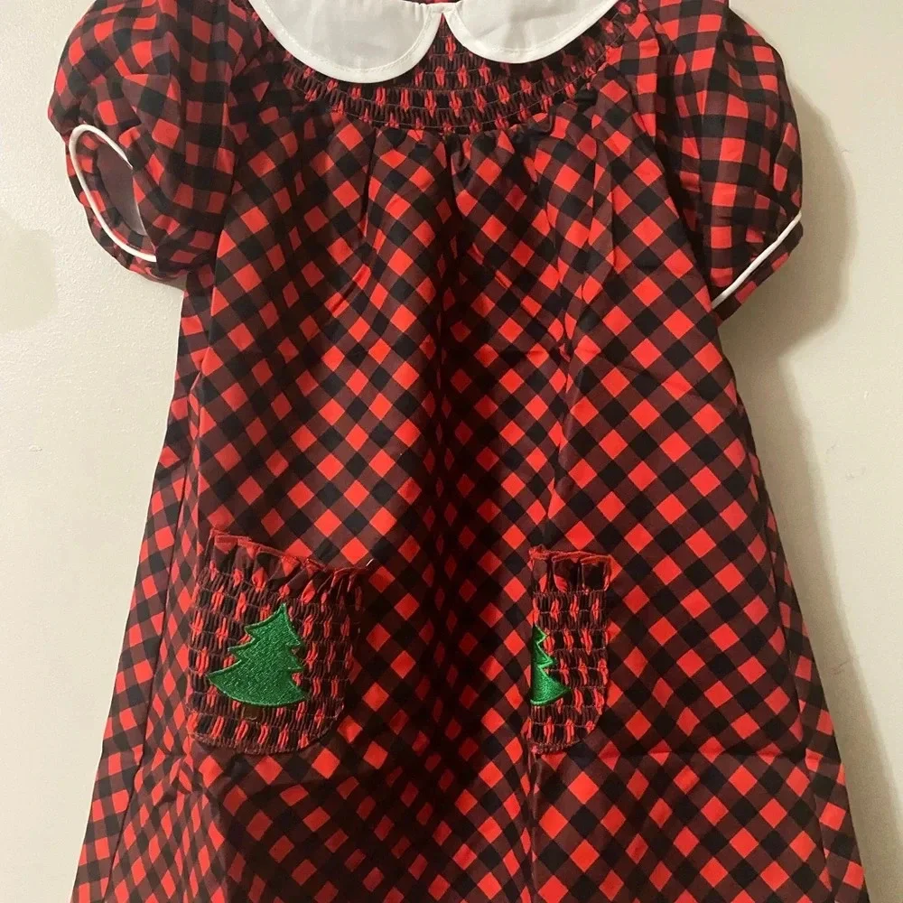New Buffalo Plaid Smocked Christmas Dress